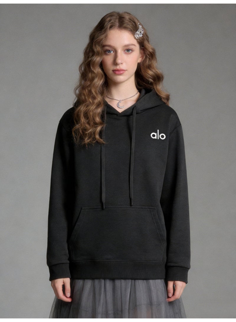 Alo Yoga Alo Super Dalian hoodie sweater-minimalist logo pullover with kangaroo pocket, unisex sports leisure and daily leisure, retro color fashion top. - Image 2